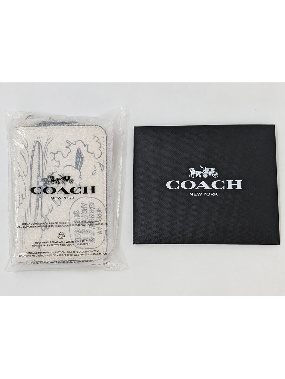 COACH x PEANUTS Snoopy Small Zip Card Case Chalk CCB18 NEW w/ Receipt
